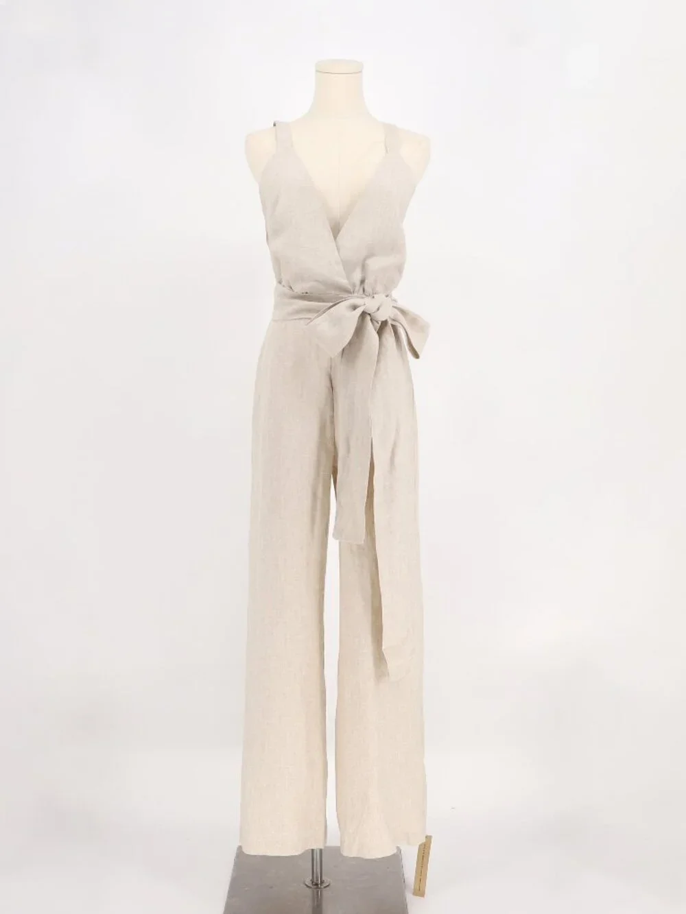 NWOT REFORMATION Dani Linen Crossback Jumpsuit in Sand Size 4